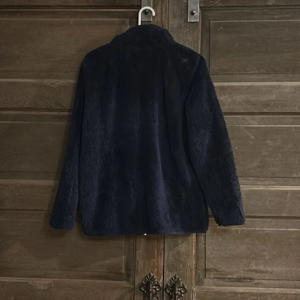 Soft Surroundings Jacket‎ Navy Blue Size Small Gold Zipper
